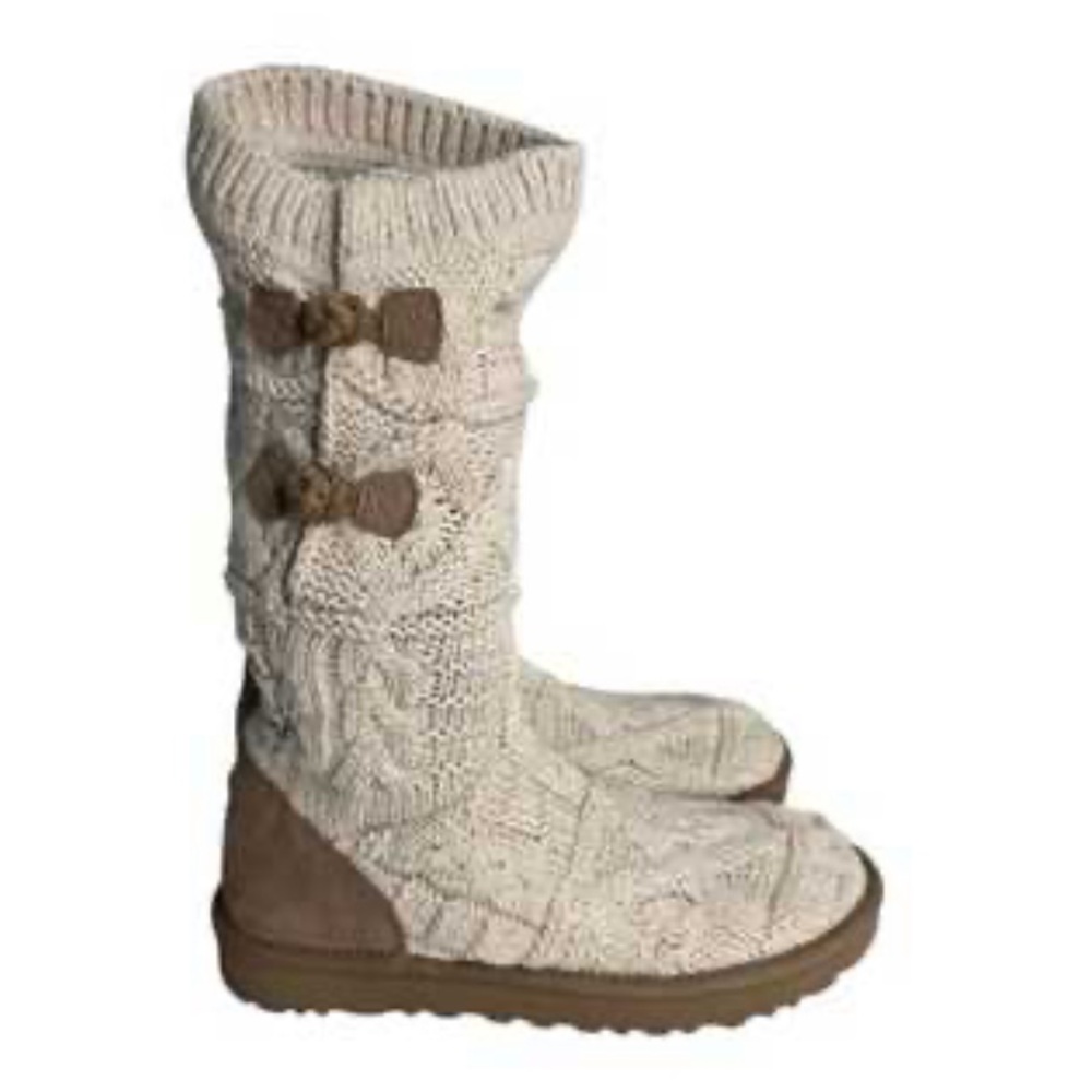 UGG Kalla Knit Boots - Cream and Brown Sz 9